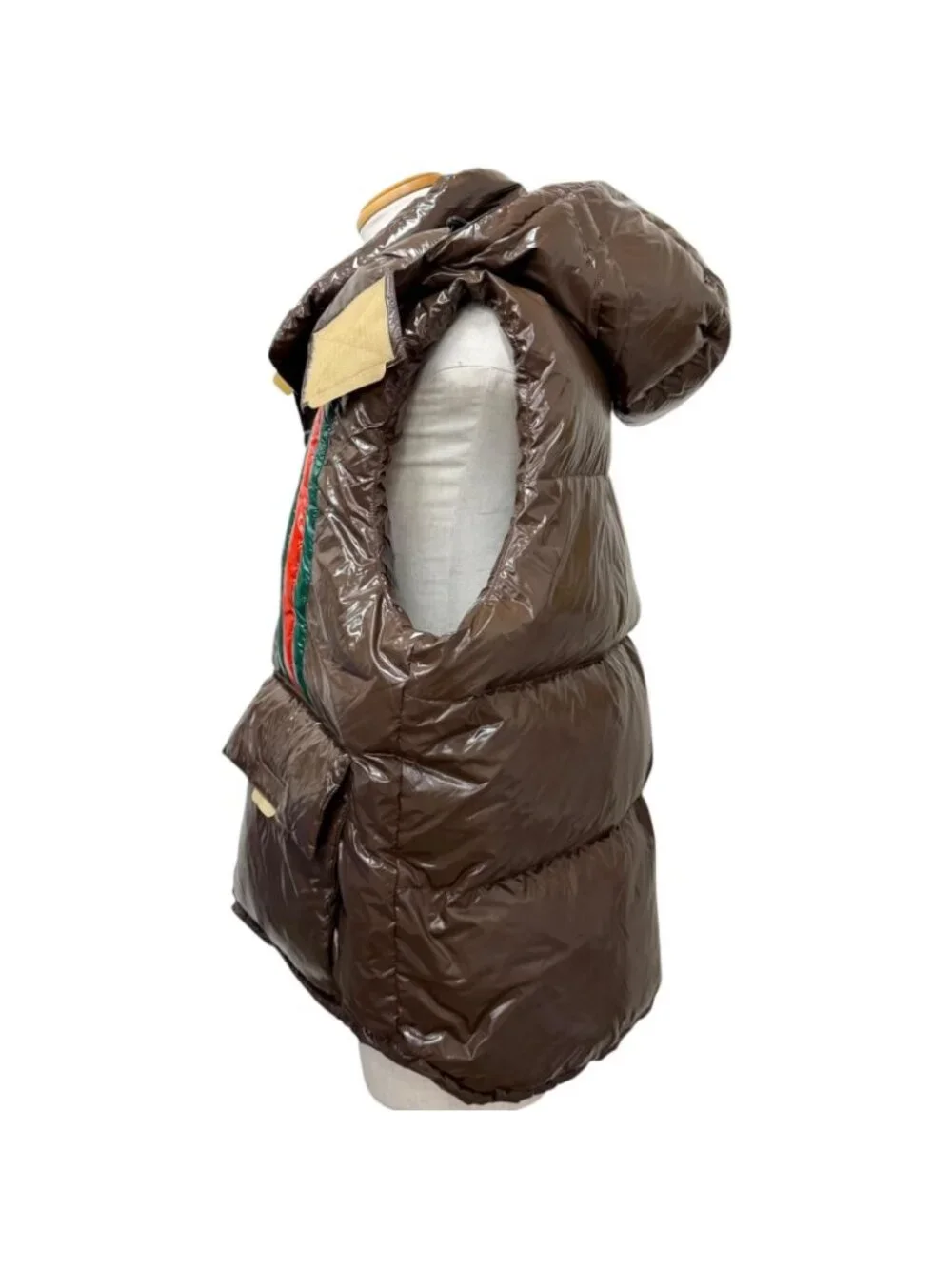 Gucci Adidas Web Line Three Stripes Hooded Down Vest Brown 54